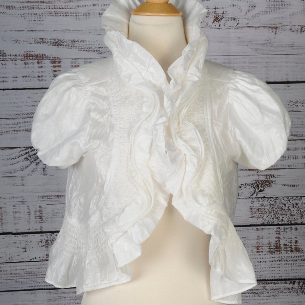 White, Structured Open Front Jacket By Mine, Size… - image 1